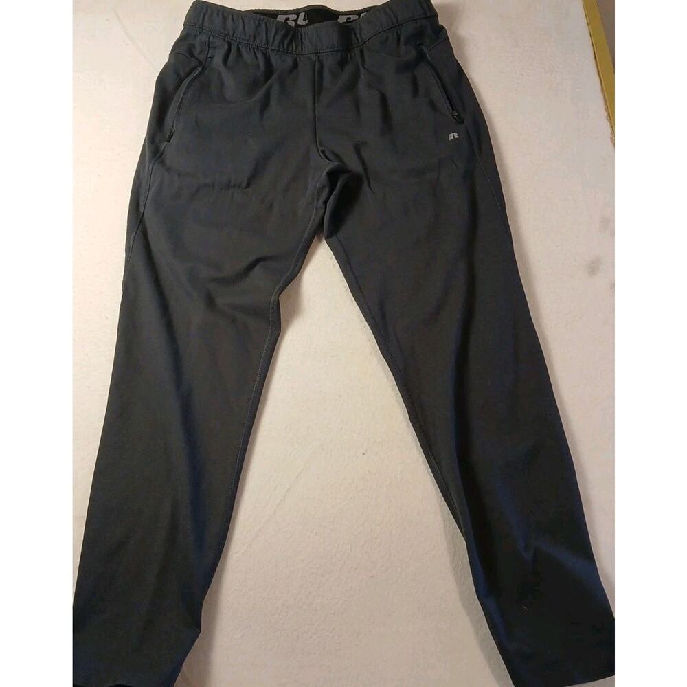 Russell Men's Grey/ Black Track Pants S (28-30) Drawstring  Pockets Athleisure